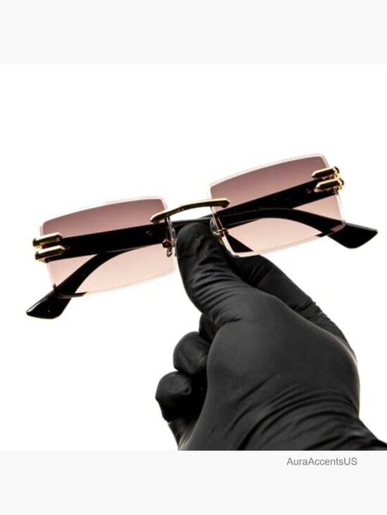 Vintage Rimless Square Sunglasses Gradient Tinted UV Protection Retro Unisex